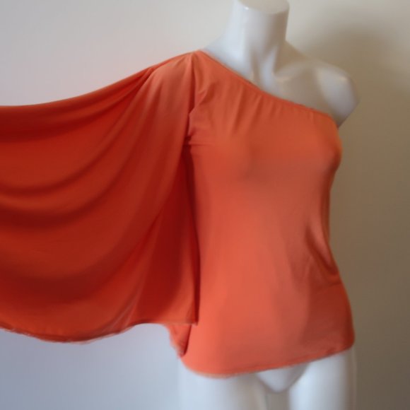 CHRISTINA MAKOWSKY ORANGE ONE SHOULDER TOP S * - Picture 4 of 8